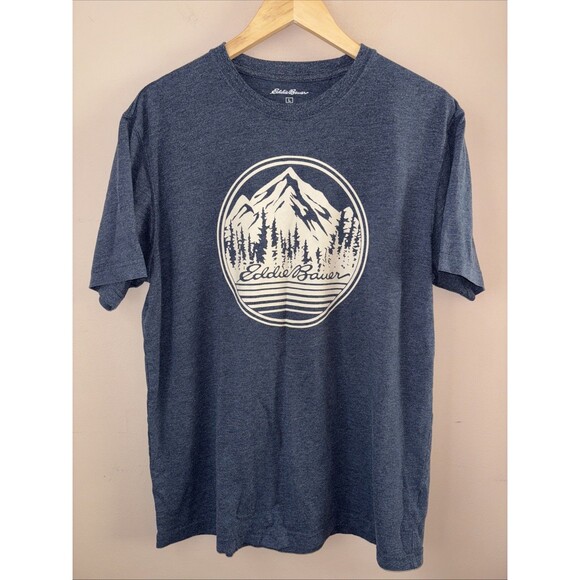 Eddie Bauer Men’s Blue T-Shirt Size Large Mountain Graphic Outdoor Tee - Picture 1 of 7